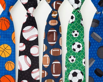 Boys Neckties - Sports Fan - Basketball, Baseball, Football, Soccer, or Hockey