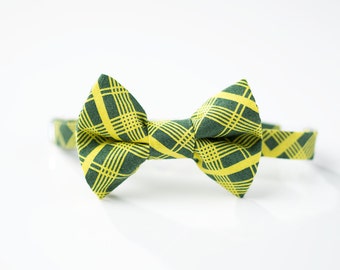 Little Boy Bow Tie - Lime Green Plaid - Boys Bowtie