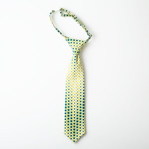 Little Boy Tie - Green with Blue Dots - Toddler Tie