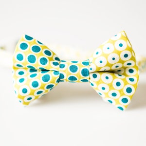 Boys Bow Tie Green with Blue Dots image 1