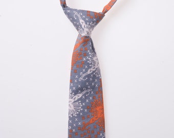 Little Boy Tie - Gray and Orange