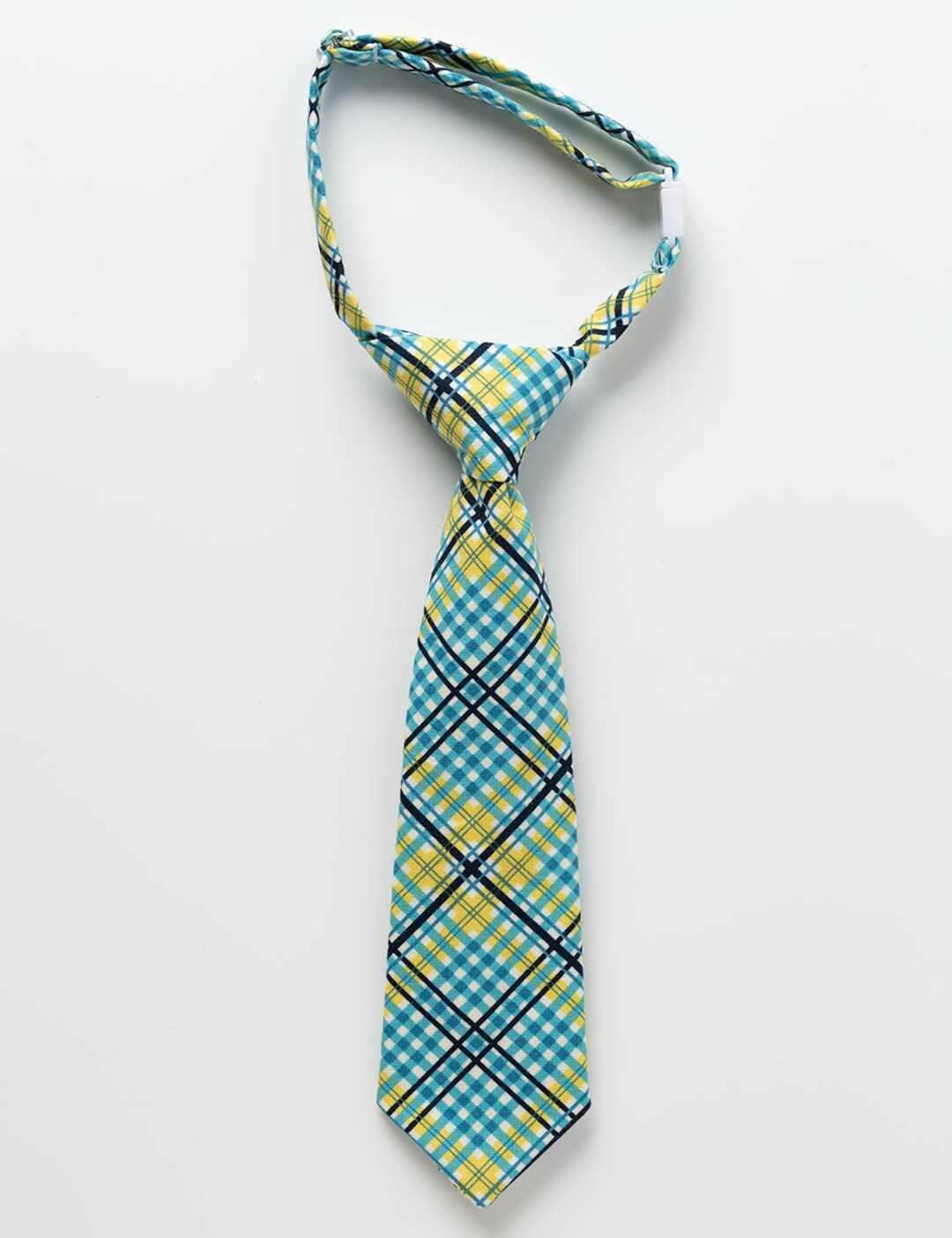 Boy Tie Teal and Yellow Plaid Little Boy Necktie Etsy