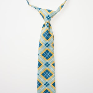 Little Boy Necktie - Blue and Yellow Squares
