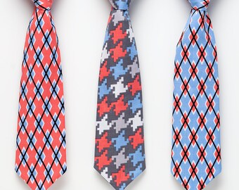 Boys Neckties - Coral and Blue - Choose One - Baby Boy Clothing