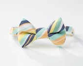 Boys Easter Bow Tie - Orange, Navy, and Mint Stripes