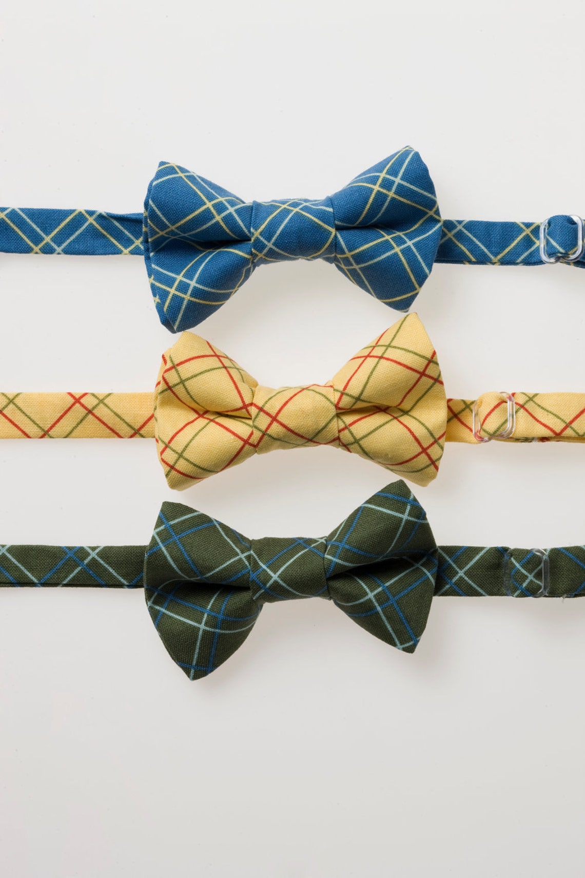 Little Boy Bow Tie Blue Yellow or Green Plaid Etsy