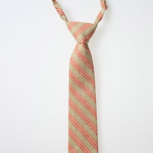 Toddler Neck Tie - Cream with Green and Red Stripes