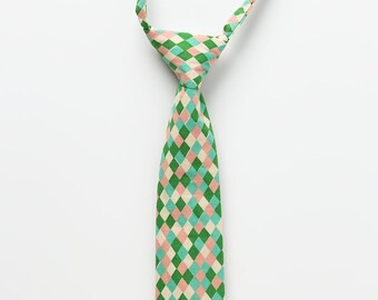 Boys Easter Necktie - Pastel Diamonds - Little Boy Tie