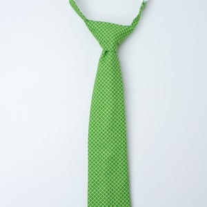 Little Boy Tie - Green with Lattice Pattern
