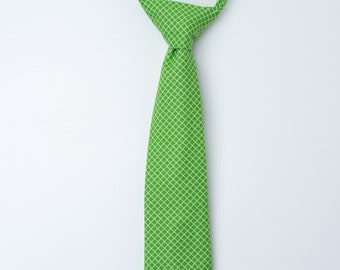 Little Boy Tie - Green with Lattice Pattern