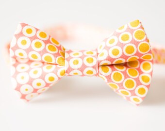 Little Boy Bowtie - Pink with Gold Dots - Boys Bow Tie