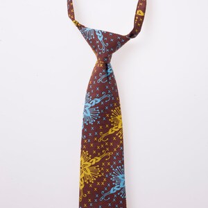 Toddler Necktie - Brown, Aqua, and Yellow