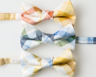 Boys Easter Bow Ties - Plaid on White