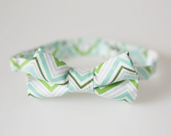 Toddler Bowtie - Blue and Green Chevron