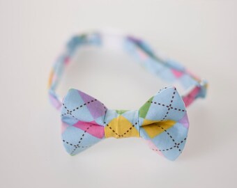 Boys Bow Tie - Pastel Argyle - Baby Bowtie