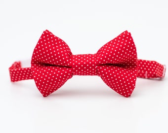 Toddler Bow Tie - Red with Small White Dots