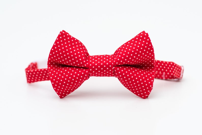 Toddler Bow Tie Red with Small White Dots image 1