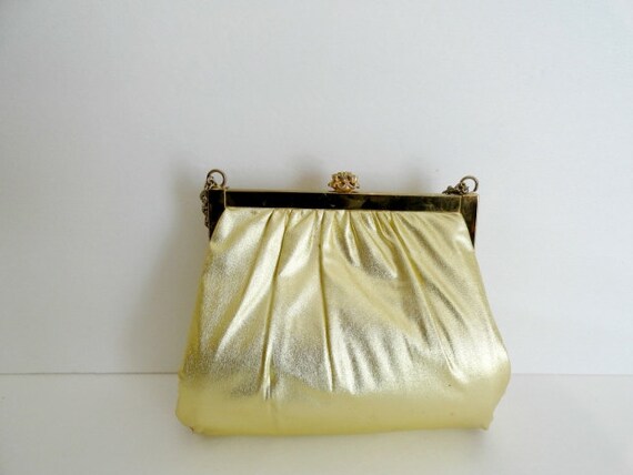 Vintage Evening Handbags|Vintage 1950s Gold Lame … - image 5