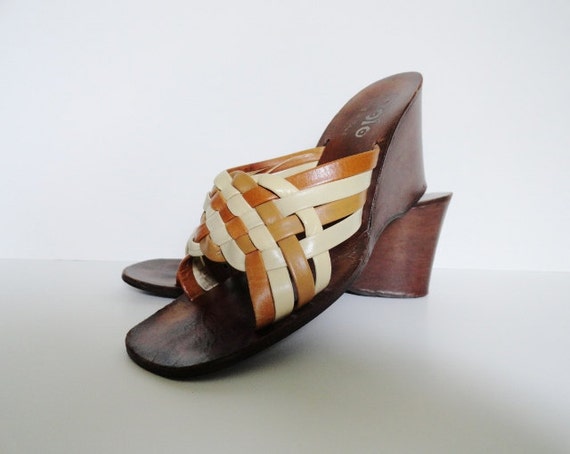 Vintage Golo Leather Wedge Heel Shoes|Vintage Lea… - image 1