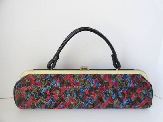 Vintage Handbag|Vintage Black Tapestry Baguette B… - image 4