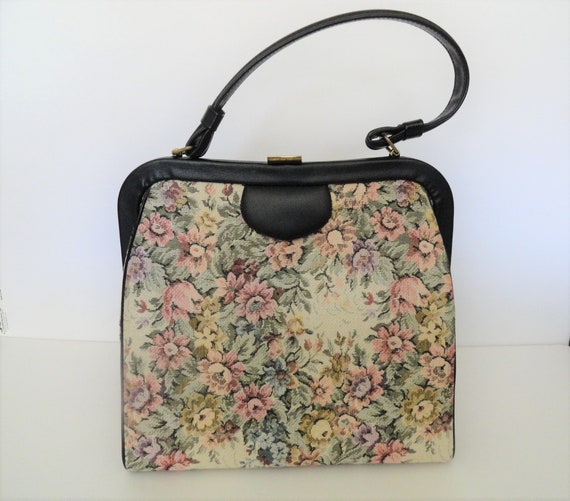 Vintage Tapestry Top Handle Handbag|Brocade Statem