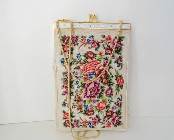 Vintage Purses| Vintage French Tapestry Purse|Tape