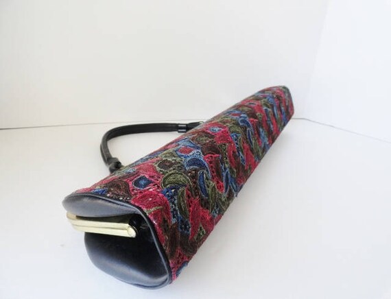 Vintage Handbag|Vintage Black Tapestry Baguette B… - image 3