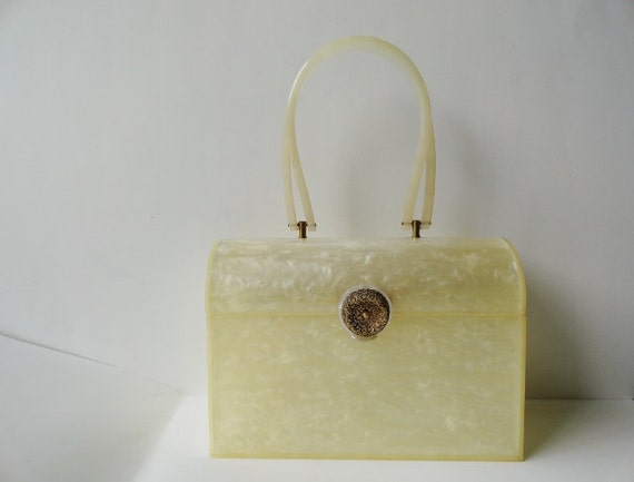 Vintage Handbags|VINTAGE Lucite WEDDING Purse Han… - image 1