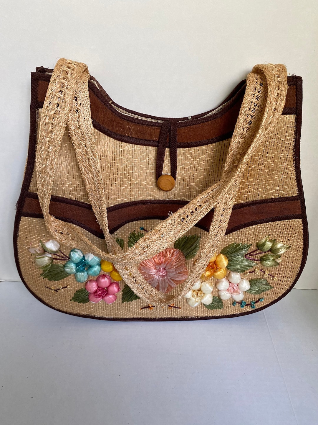 Vintage Straw Purse Novelty Straw Woven Handbag 3D Floral Etsy