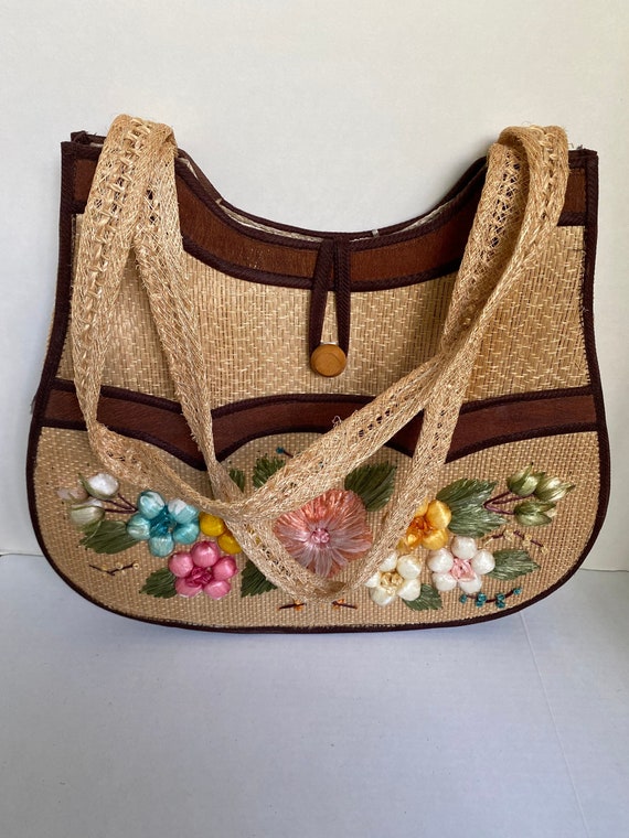 Vintage Straw Purse| Novelty Straw Woven Handbag 3