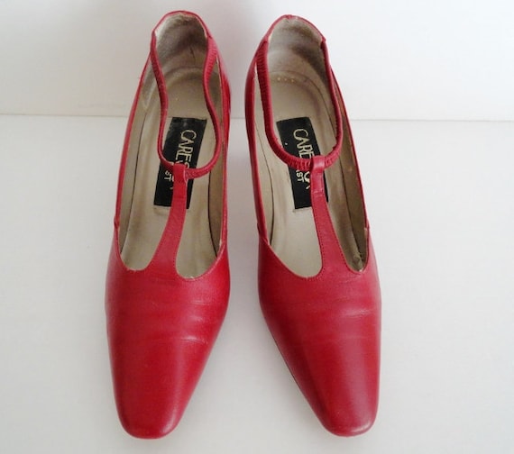 Vintage Red Shoes|RED VICTORIAN Pumps| Red vintag… - image 1