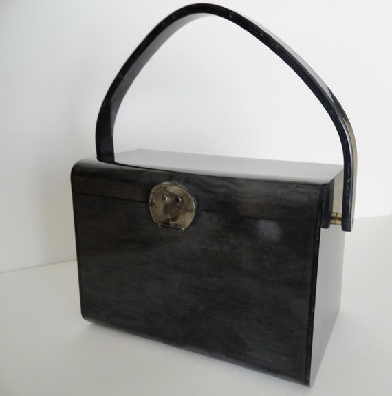 Vintage Handbags|GREY VINTAGE LUCITE Purse Handbag