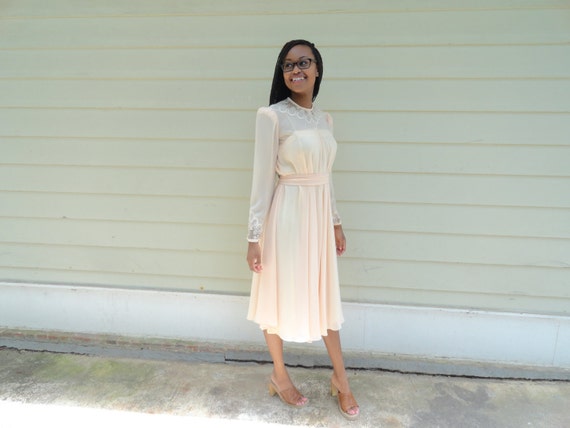 Vintage ALBERT NIPPON DRESS|Vintage Peach Albert … - image 2