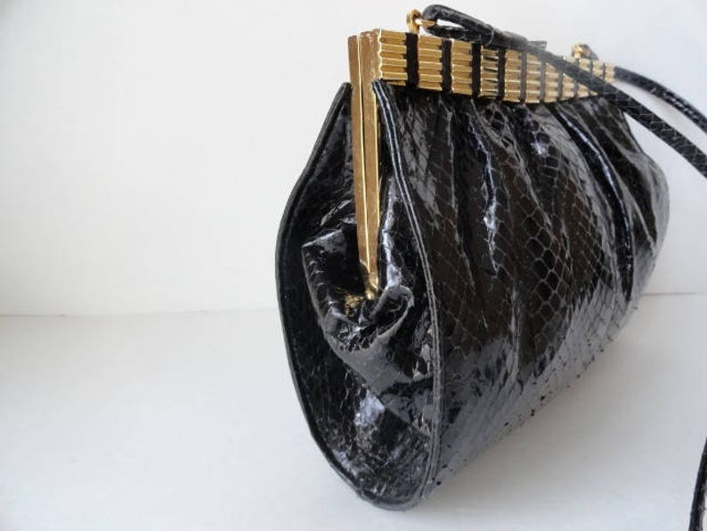 Petit Sac Bandoulière Mappin & Webb En Cuir Et Effet Peau De Serpent - Marron - Occasion Excellent état
