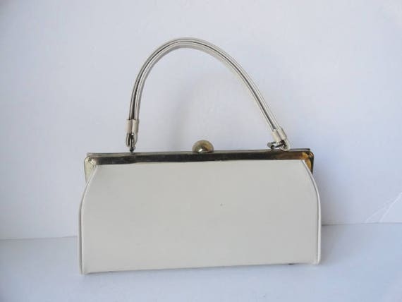 Vintage Ivory Handbag|OOAK Vintage 1950s Cream De… - image 5