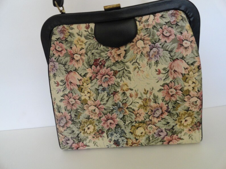 1950s 60s Tapestry Purses|Collectible Vintage Tapestry Top Handle Handbag|Brocade Statement Handbag Purse|Vegan Leather top Handle Handbag