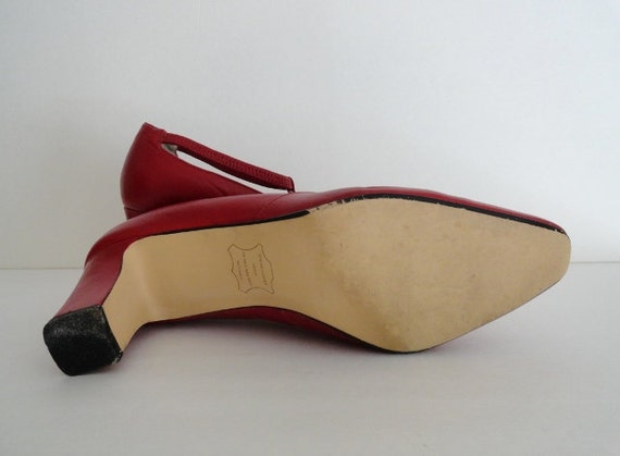 Vintage Red Shoes|RED VICTORIAN Pumps| Red vintag… - image 5