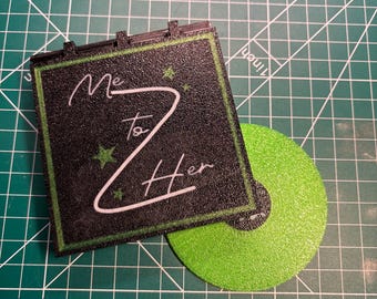 The Guy She Was Interested In Wasn't A Guy At All | Vinyl Shaped Coasters with Custom Holder | Subtle Anime Merch or Gift |