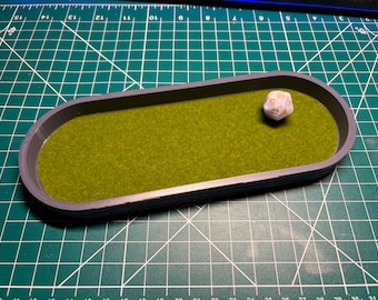Slim Grassy Stone Dice Tray for D&D | Compact Tabletop Gaming Accessory