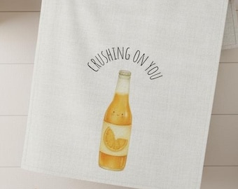 Crushing On You Tea Towel: Retro Orange Soda Kitchen Decor