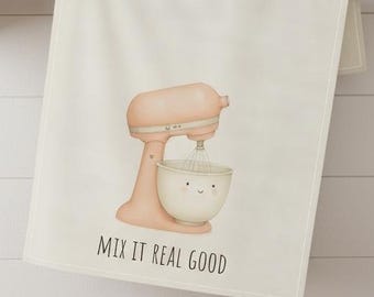 Whimsical Tea Towel for Kitchen Mixer - Vibrant Happy Design