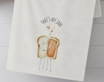 Toast and Jam Tea Towel: Funny Kitchen Decor, Whimsical Food Lover Gift