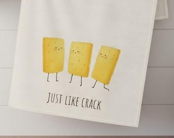 Funny Cheese Cracker Tea Towel: Punny Kitchen Decor Gift