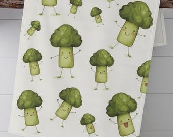 Happy Veggie Customizable Kitchen Towel: Brighten Up Your Cooking Space with Broccoli Fun