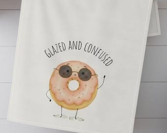 Glazed Donut Tea Towel: Funny Pun Kitchen Decor