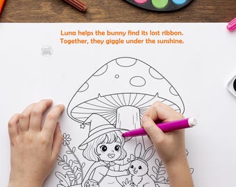 Libro para colorear de brujas / El día de paz de Luna, actividad para niños (PDF imprimible)