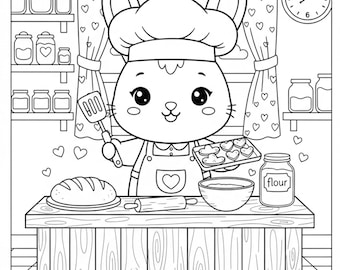 Dibujos para colorear de animales kawaii chibi: más de 30 ilustraciones (descarga digital)