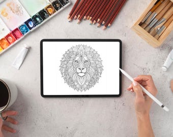 Mandalas para colorear, diseños de animales para aliviar el estrés (descarga digital)