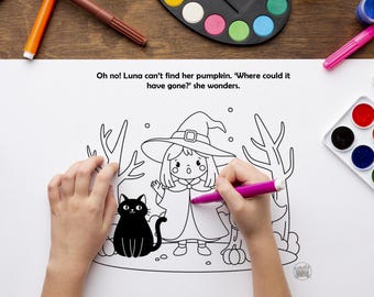 Libro para colorear de Halloween para niños: La espeluznante aventura de Luna (PDF)