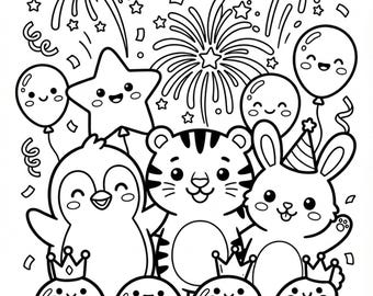 Dibujos navideños kawaii para colorear – Libro de actividades imprimible (PDF)